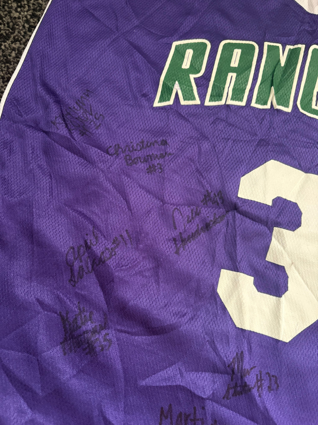 Vintage Russell Athletic Rangers Signed Basketball Jersey #3 Womens M