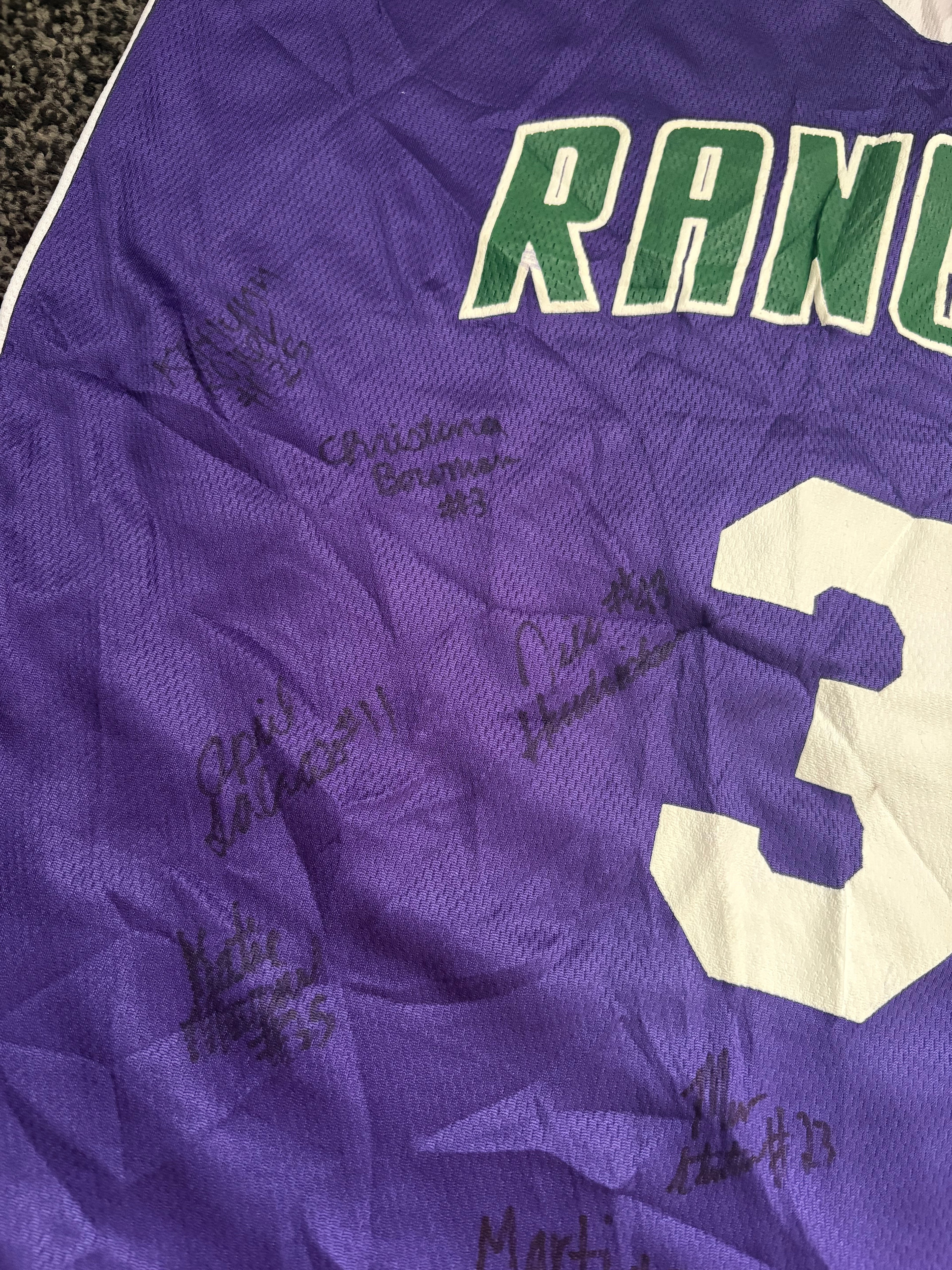 Vintage Russell Athletic Rangers Signed Basketball Jersey #3 Womens M