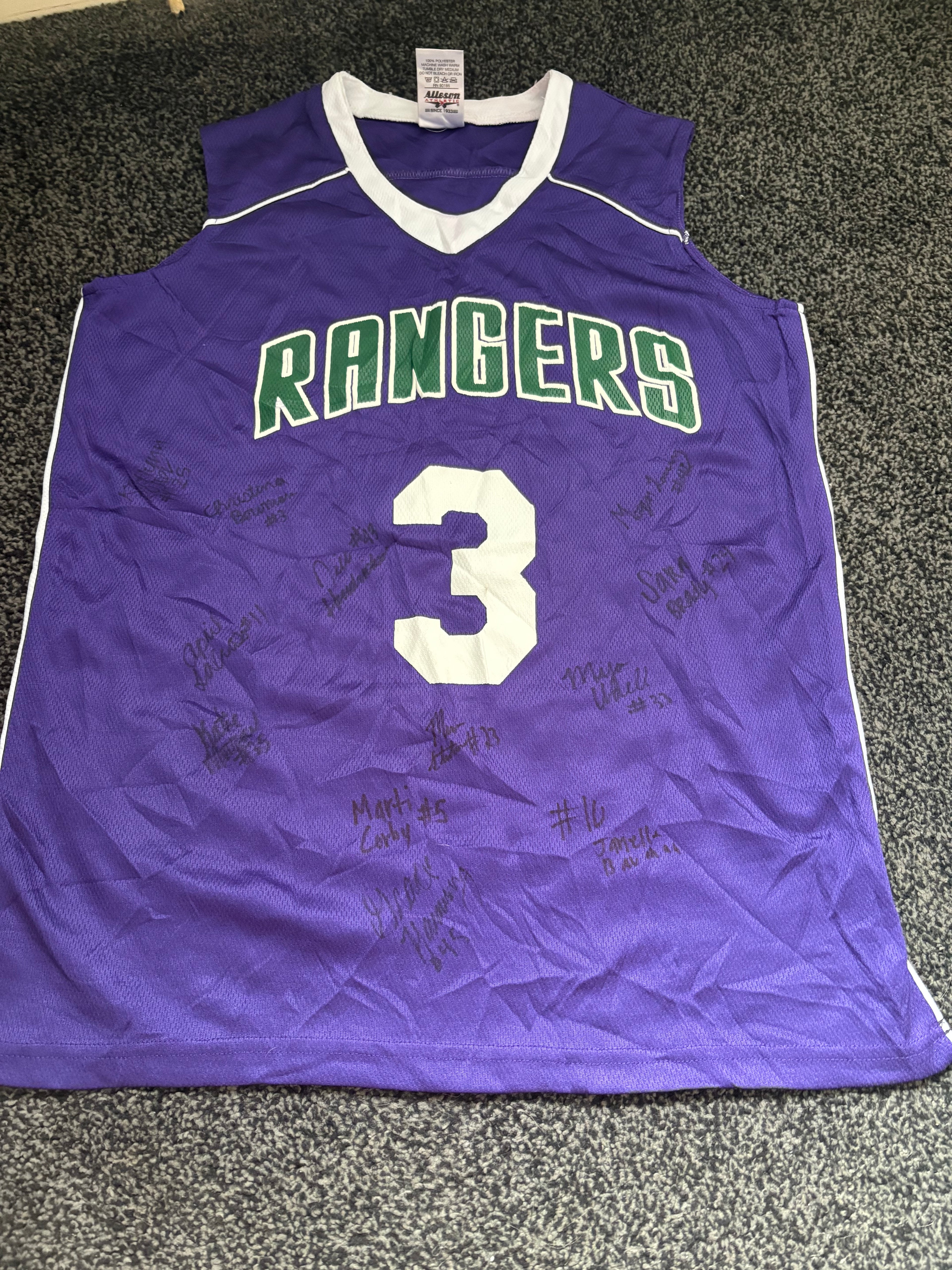 Vintage Russell Athletic Rangers Signed Basketball Jersey #3 Womens M